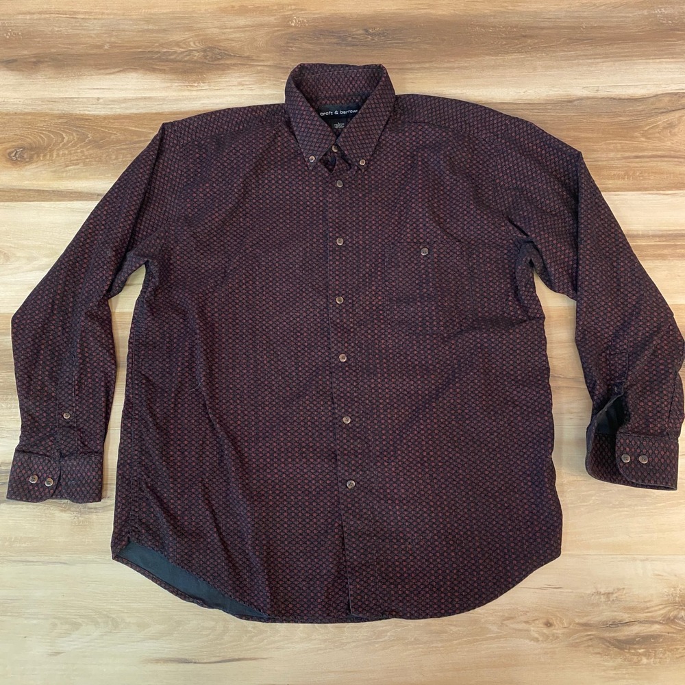 Croft & Barrow Corduroy Shirt Mens Large Button Down Long Sleeve Patterned Y2K